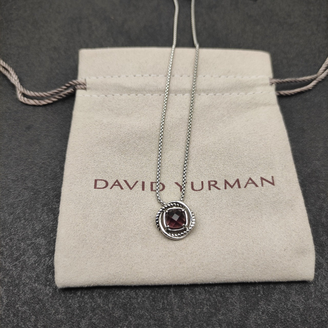 Twisted Bezel Cushion Crystal Pendant Necklace