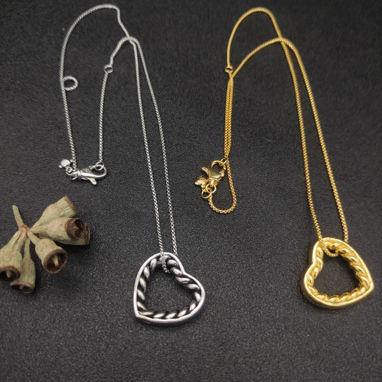 Twisted Rope Open Heart Pendant Necklace