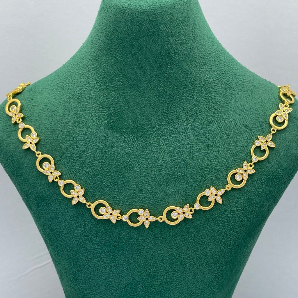 Pavé Floral & Open Circle Link Jewelry Set