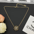 Leather & Chain Circle Pendant Necklace – Crystal Logo | 4 Colors