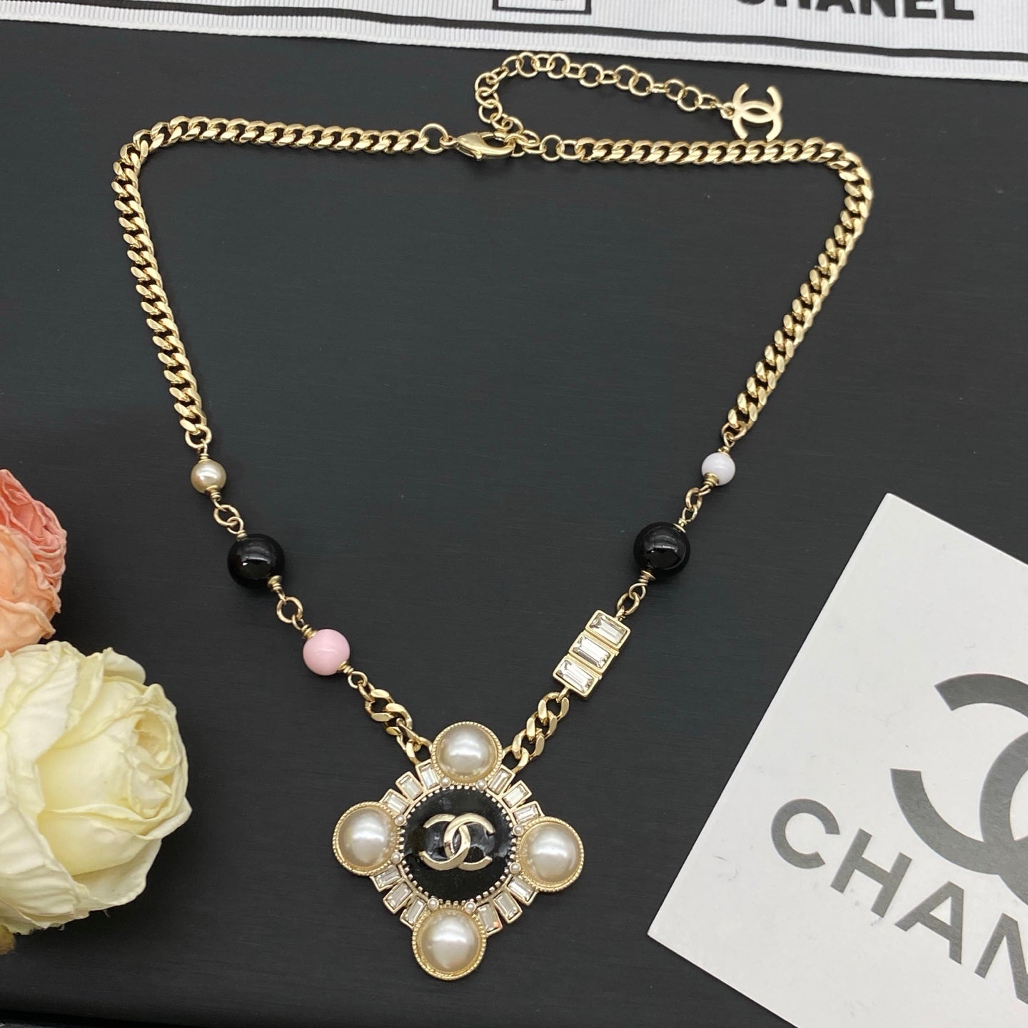 Pearl Flower Pendant Long Necklace