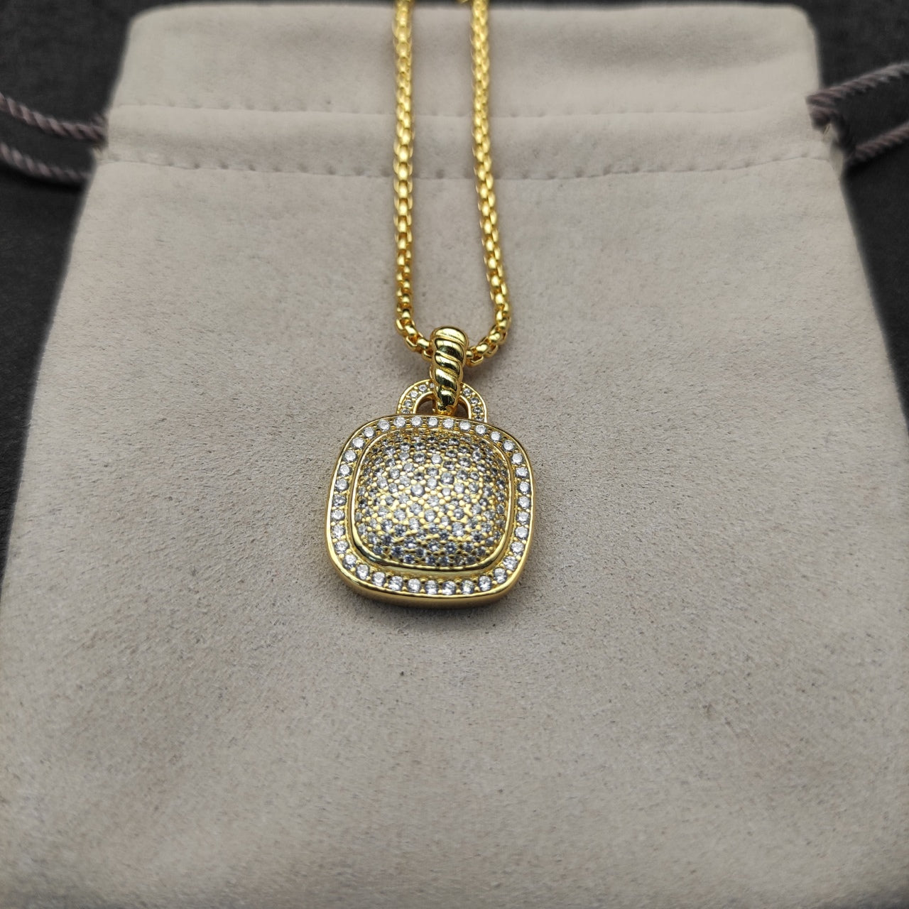 Colorful Crystal Square Pendant Necklace & Ring Set