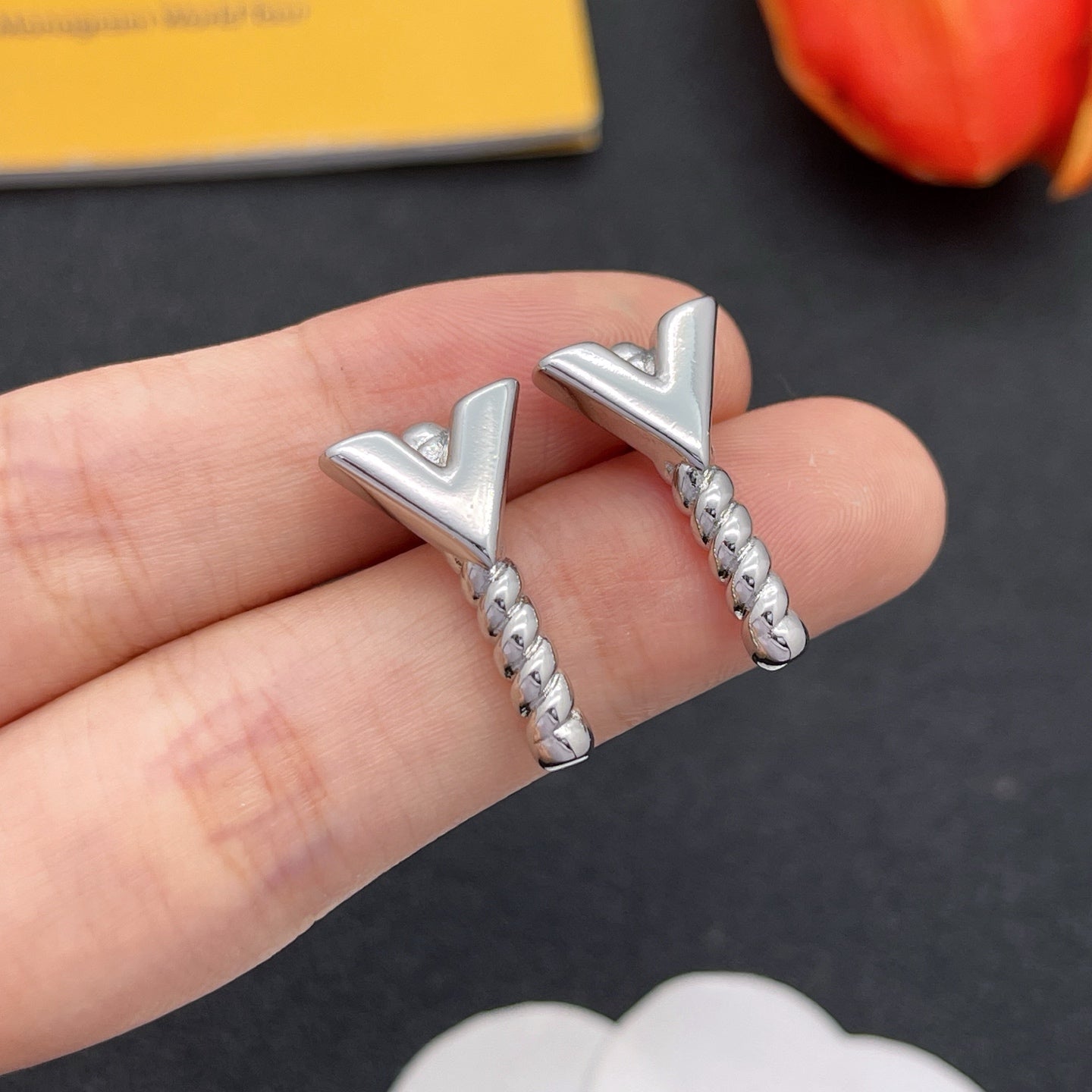 Braided Rope Texture V-Logo Jewelry Set