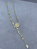 Crystal Pavé Rose Medallion Station Chain Lariat Necklace