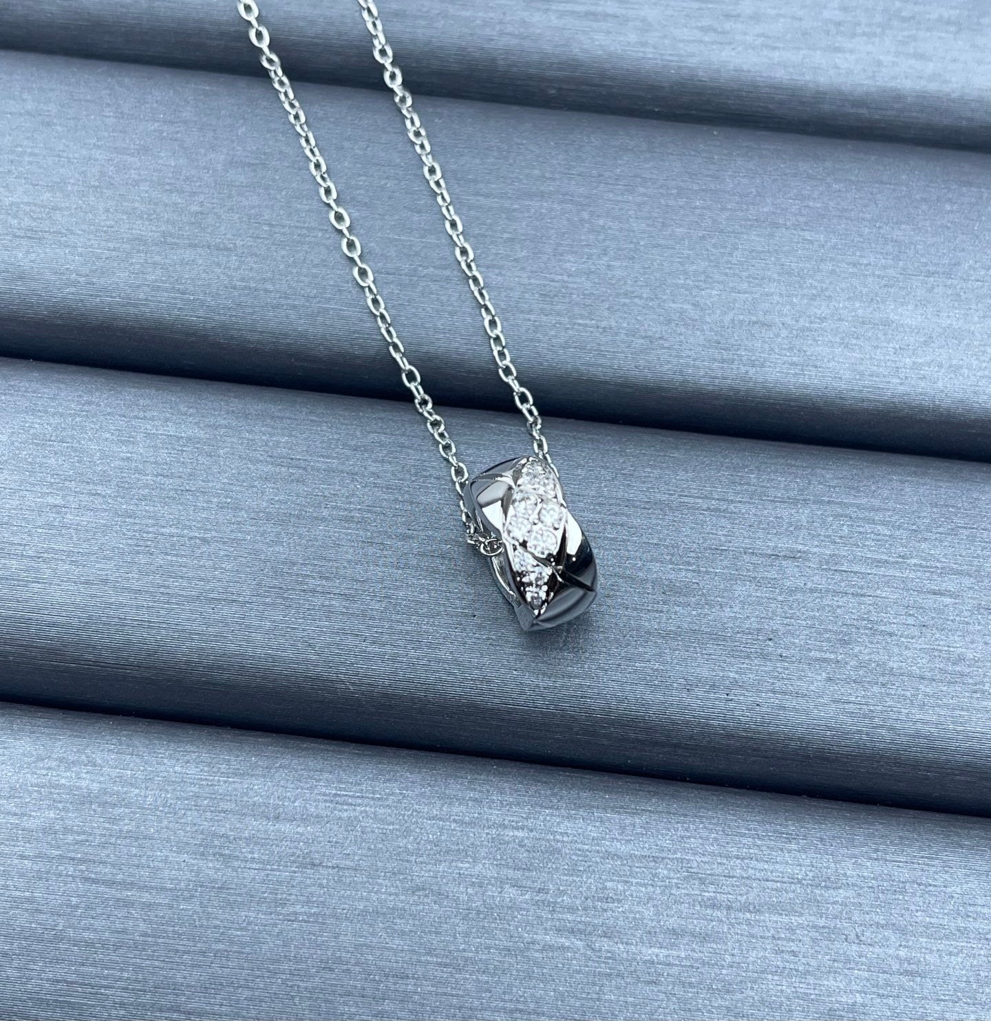 Quilted Heart Crystal Pavé Pendant Necklace