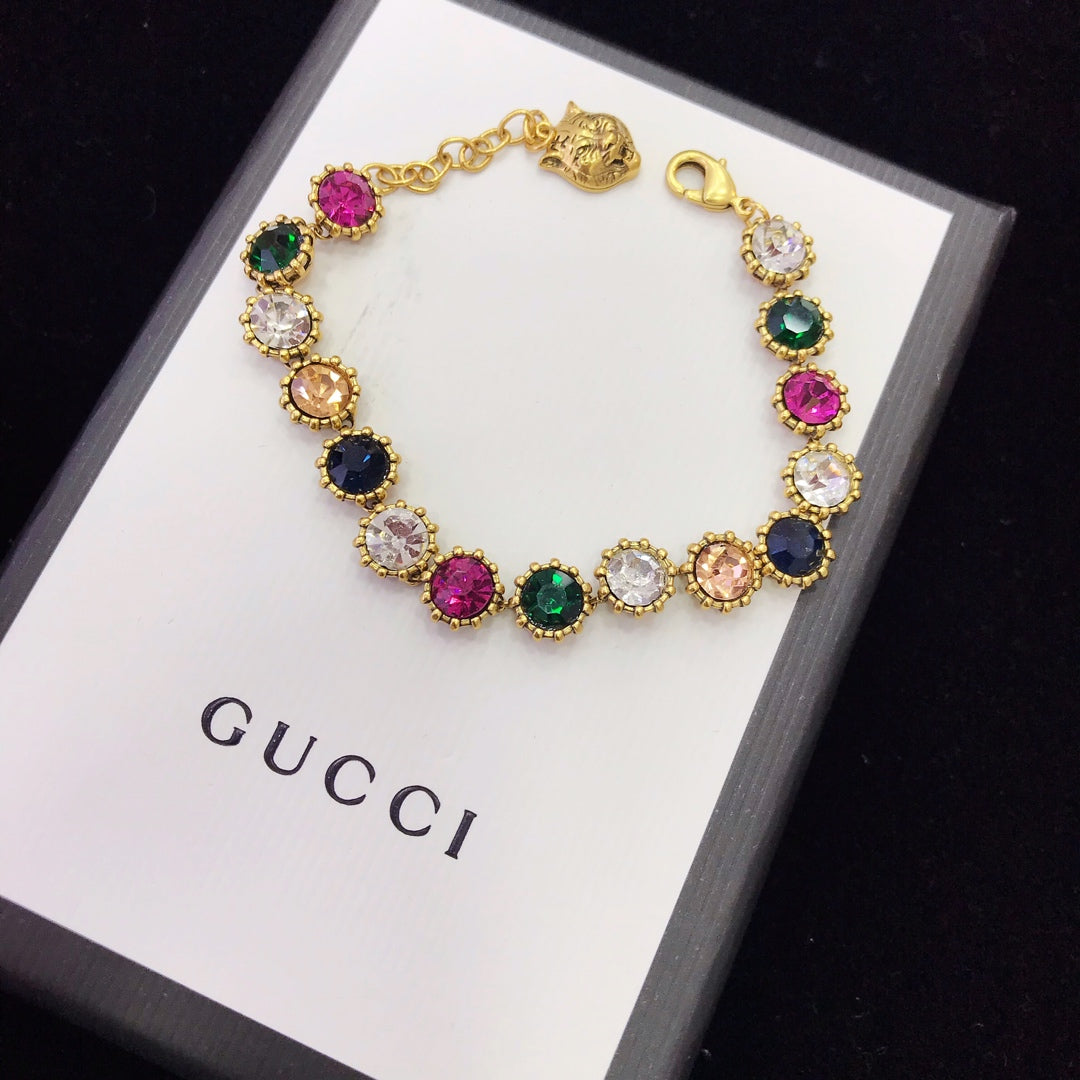Rainbow Multicolor Crystal Tennis Necklace & Bracelet Set