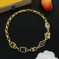 Multicolor Gemstone Pavé Link Necklace & Bracelet Set