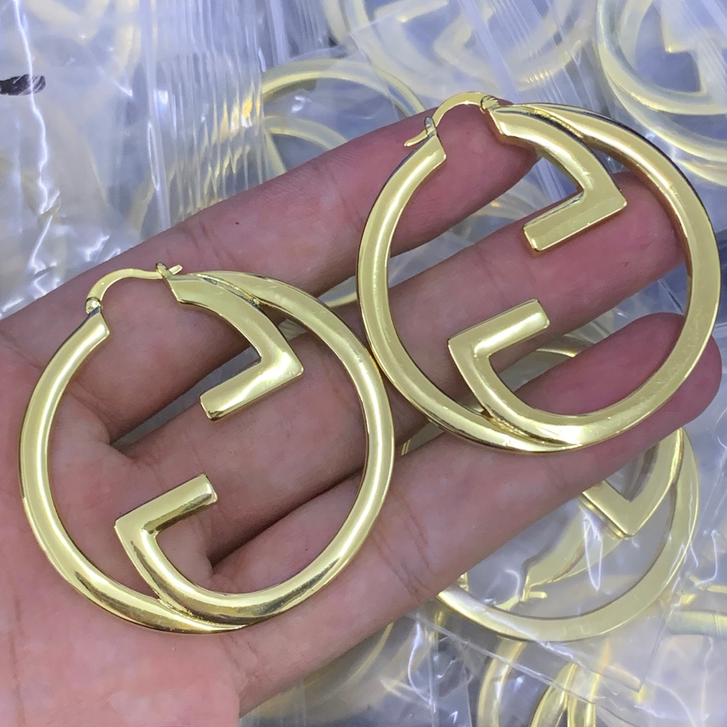 Cuban Link Double Ring Logo Jewelry Set