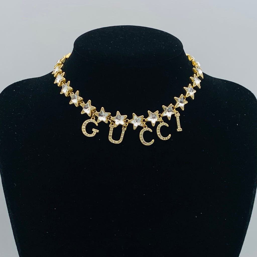 Gold Crystal Star Spell-Out Letter Jewelry Set