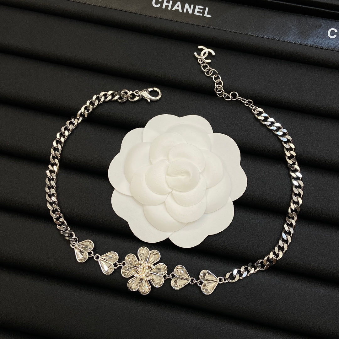 Crystal Teardrop Floral Cluster Jewelry Set