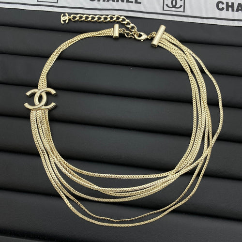 CC Logo Multi-Strand Snake Chain Choker Necklace