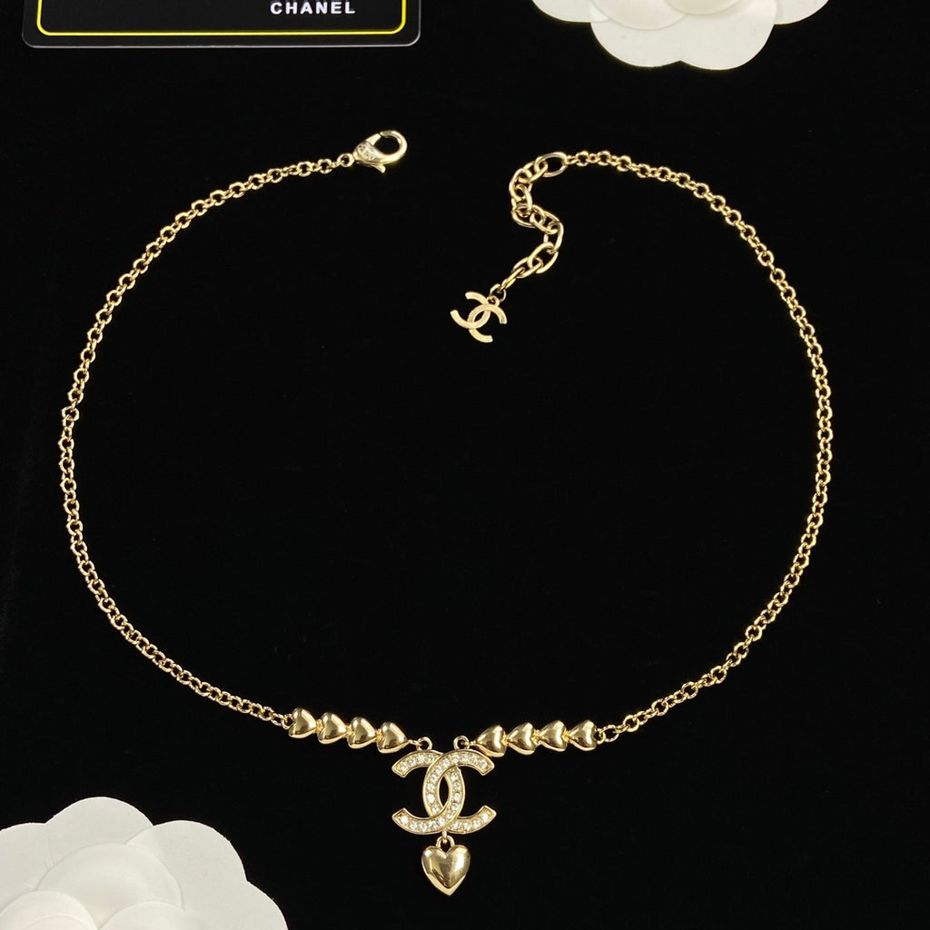 Crystal Arch Charm & Heart Drop Jewelry Set