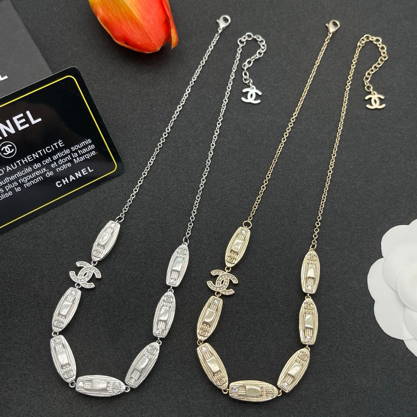 Oval Mother-of-Pearl Station Chain Necklace