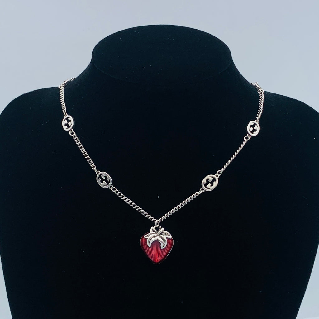Designer-Inspired Strawberry Set with Silver Chain