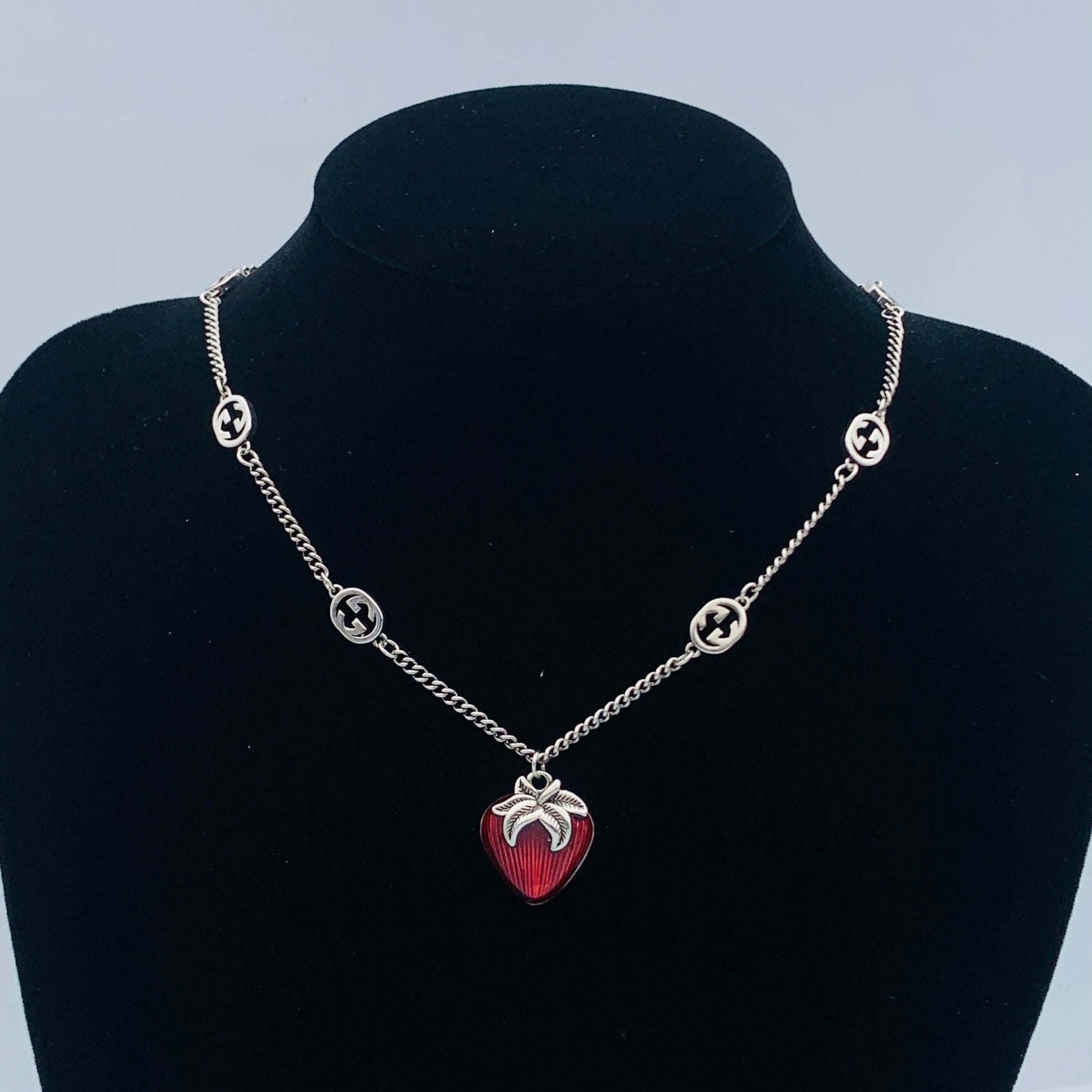 Designer-Inspired Strawberry Set with Silver Chain