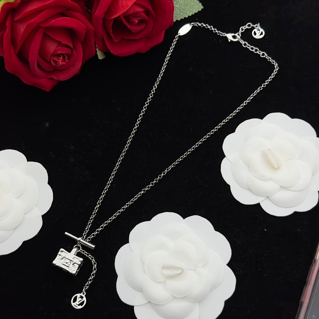 Miniature Luggage Charm Necklace & Earring Set