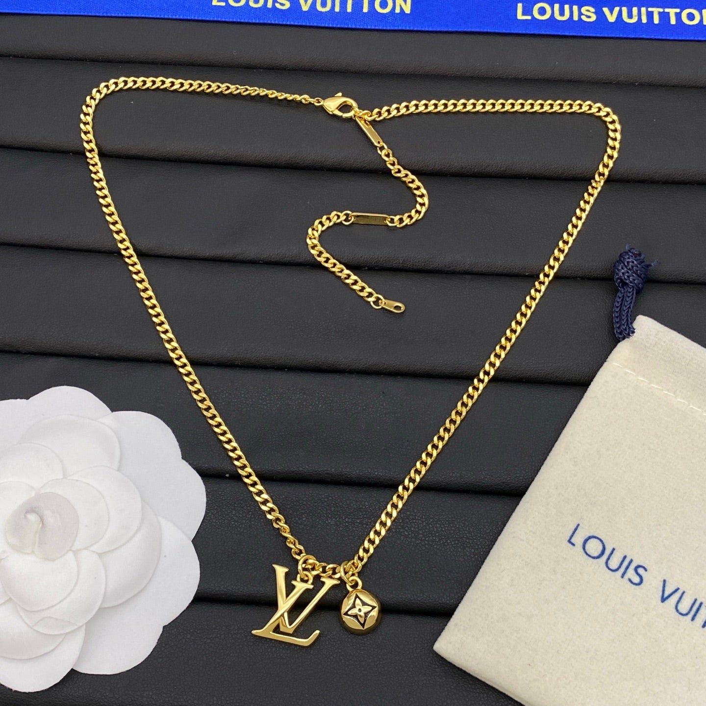 Monogram Letter & Star Charm Cuban Chain Necklace