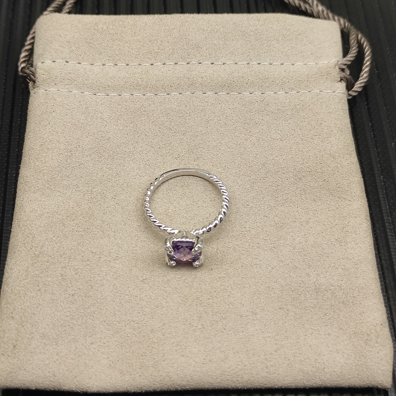 Multi-Color Crystal Cushion Prong-Set Pendant Set