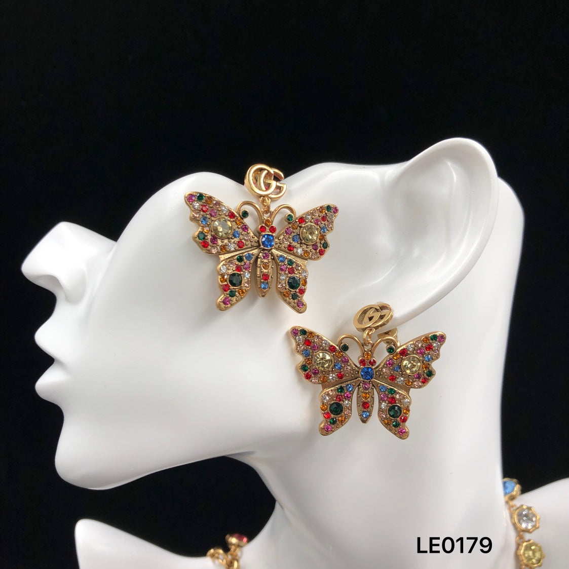 Rainbow Crystal Butterfly Jewelry Set