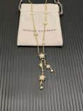 Crystal Star Tassel Lariat Necklace – Gold & Silver