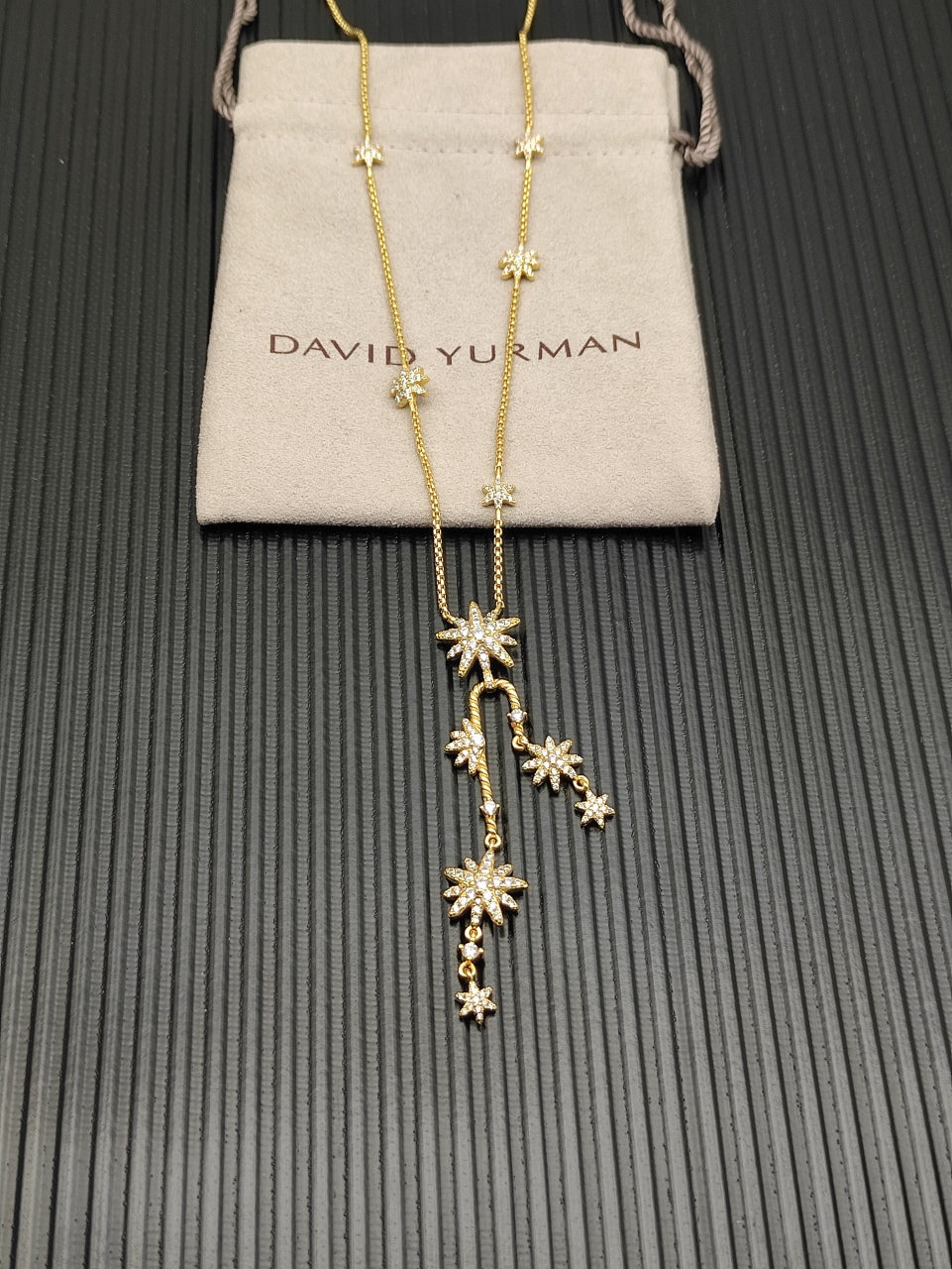 Crystal Star Tassel Lariat Necklace – Gold & Silver