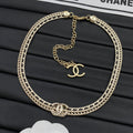 CC Pavé Wheat Braid Chain Choker Necklace – Gold & Silver