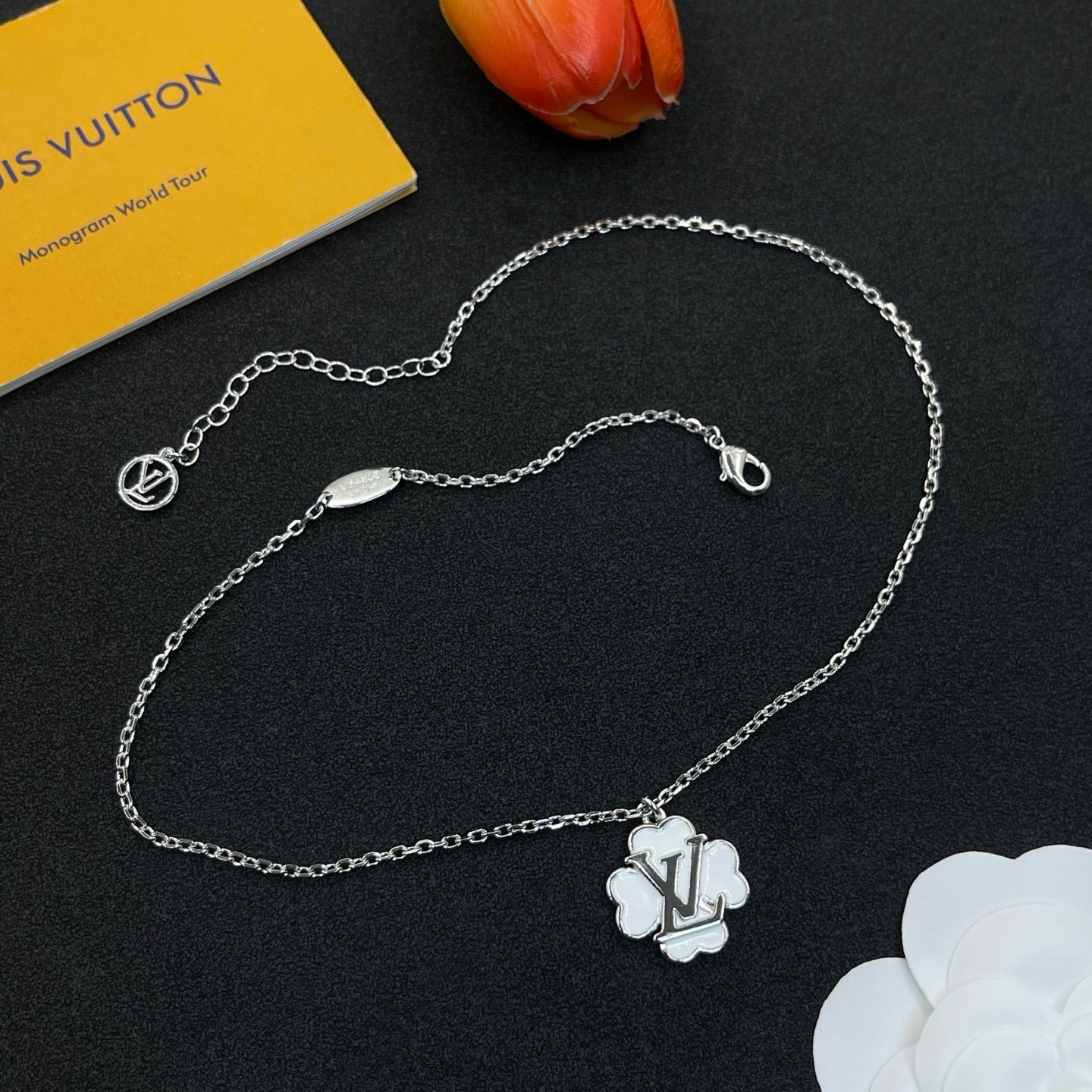 Enamel Clover Logo Pendant Necklace – Multi-Color