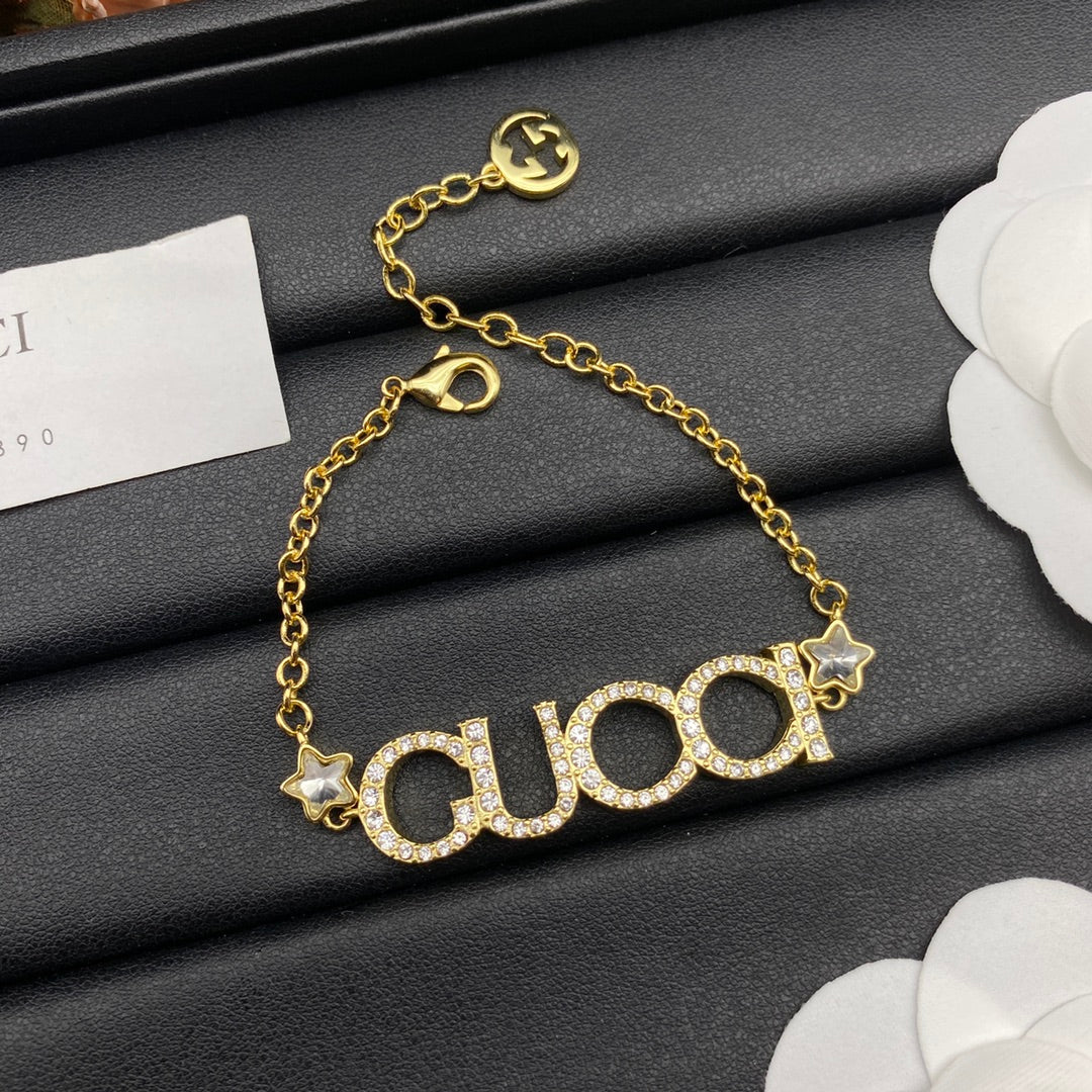 Crystal Pavé Logo Necklace & Bracelet Set