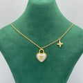 Mother of Pearl Heart Locket & Floral Charm Necklace