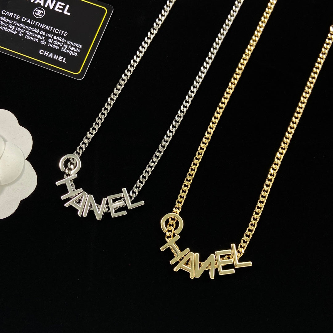Letter Charm Cuban Chain Necklace