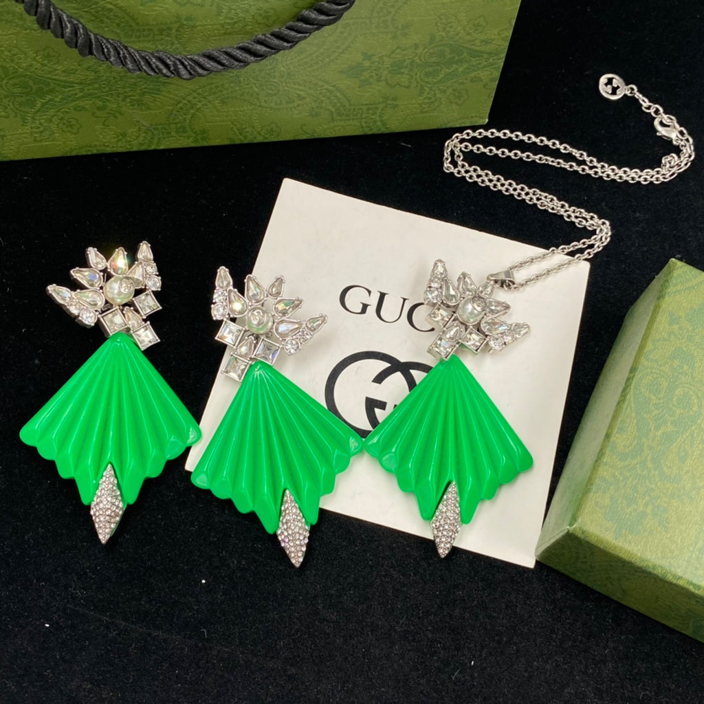 Art Deco Fan Drop Jewelry Set