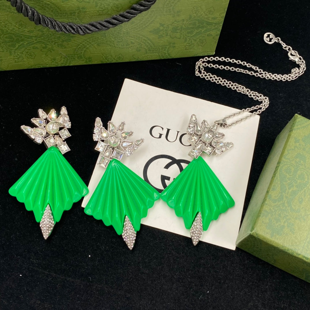 Art Deco Fan Drop Jewelry Set