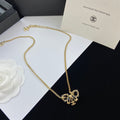 Black Leather-Woven Gold Chain Bow Pendant Necklace & Bracelet Set