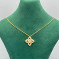 Pavé Hollow Four-Point Star Necklace with Oval Crystal Center
