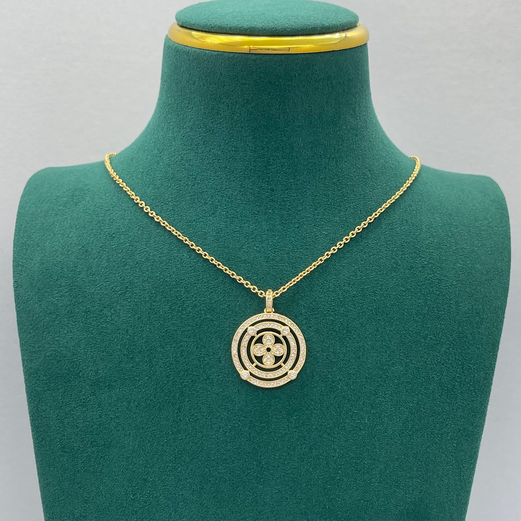 Pavé Double Halo Floral Pendant Necklace