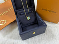 Turquoise Enamel Clover Round Disc Pendant Necklace