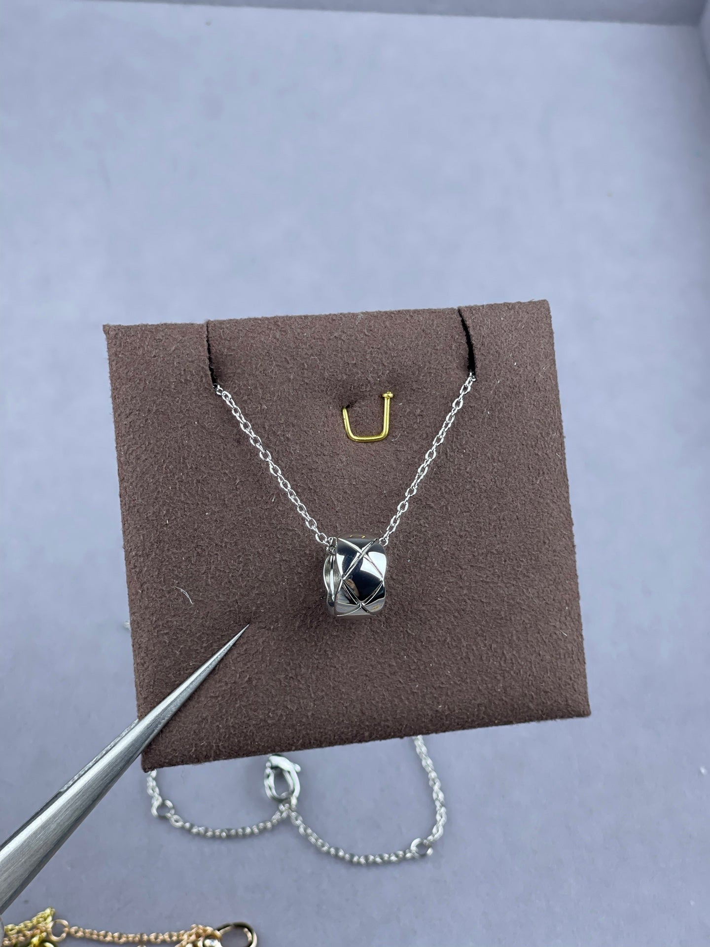 Quilted Barrel Pendant Necklace