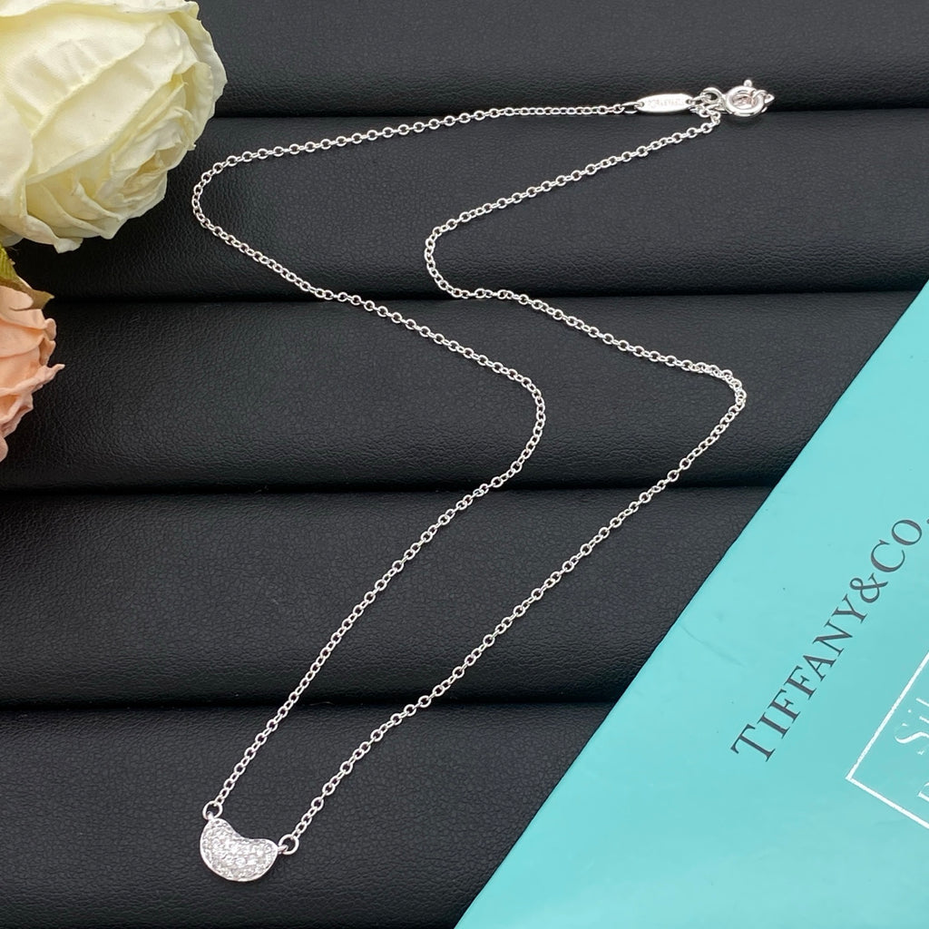 Dainty Crystal Semicircle Charm Pendant Necklace – 4 Colors