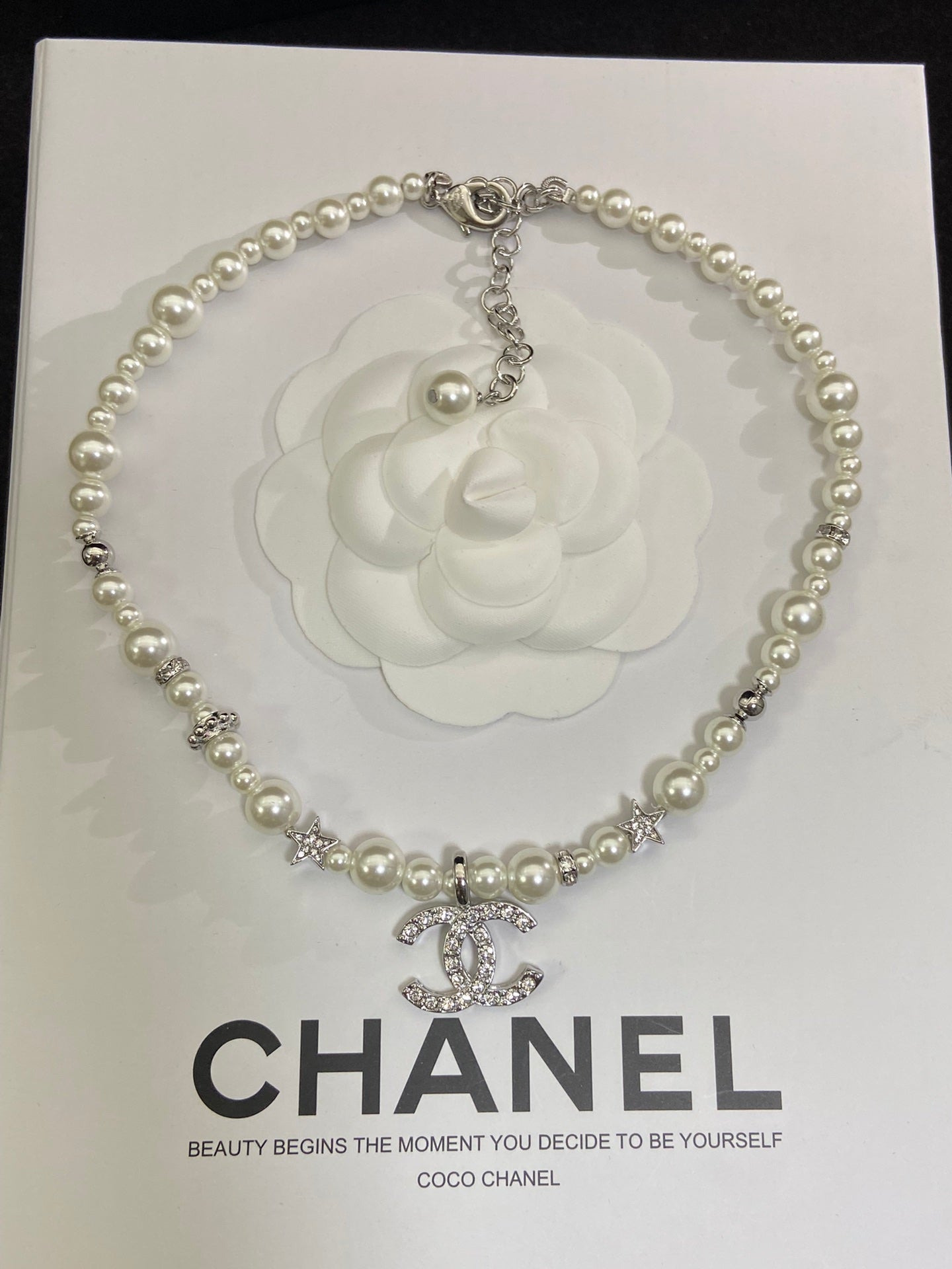 Pearl & Crystal Bow Pendant Necklace & Earrings Set