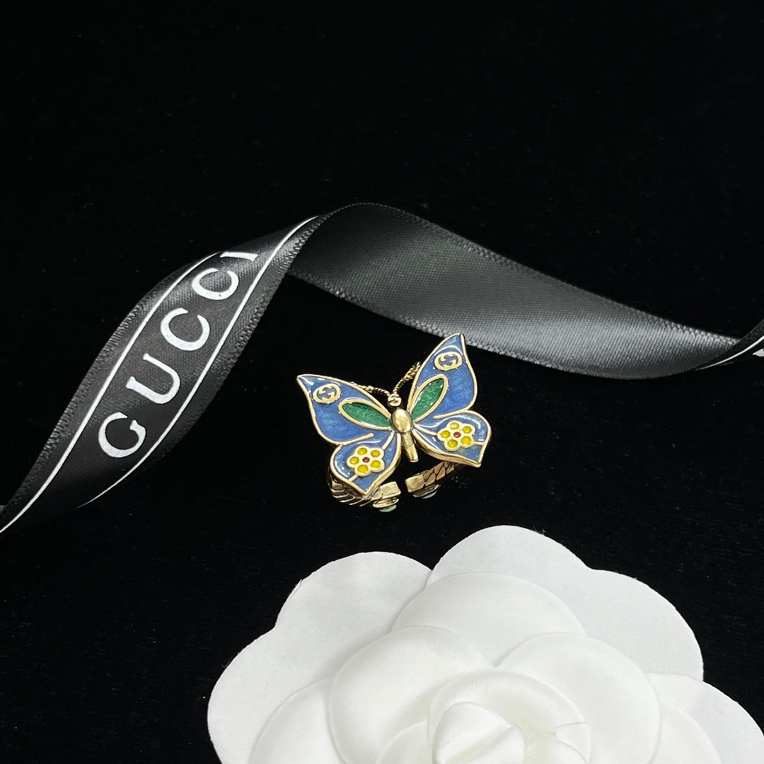 Vintage Cloisonné Butterfly Logo Chain Full Jewelry Set