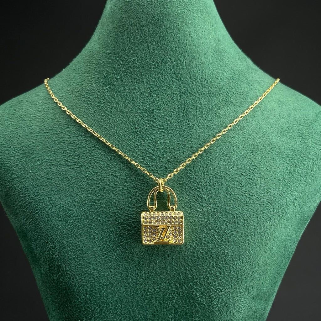 Pavé Minaudière Bag Charm Pendant Necklace