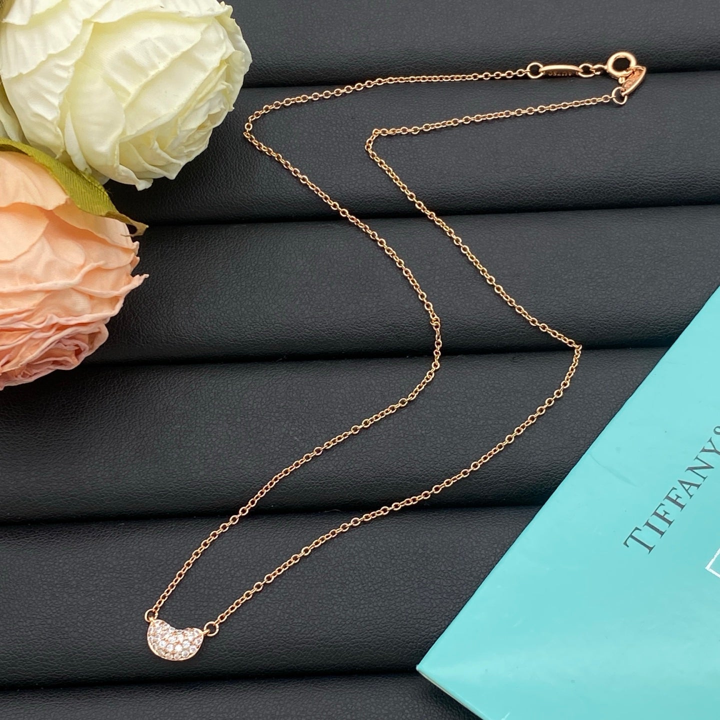 Dainty Crystal Semicircle Charm Pendant Necklace – 4 Colors