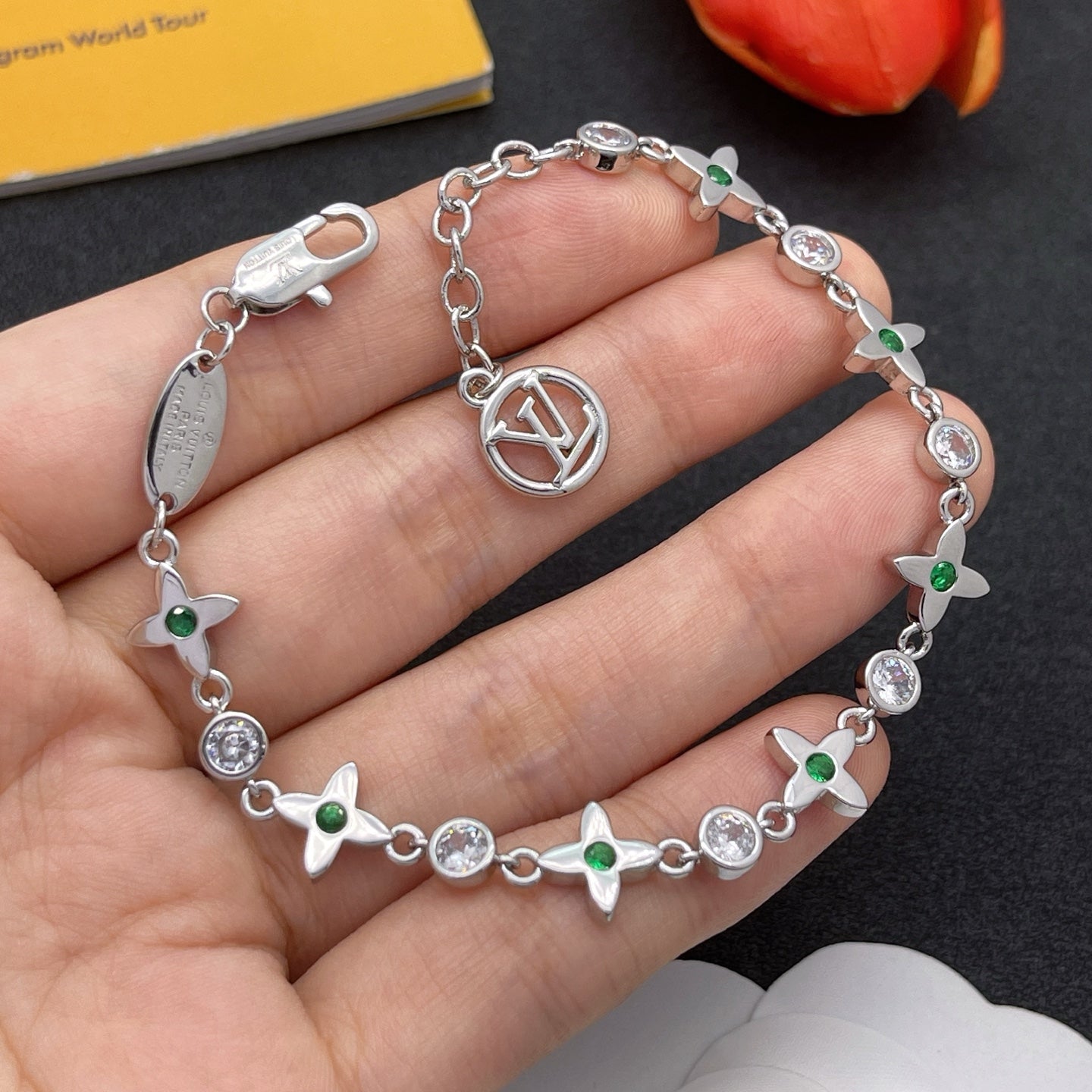 Crystal Floral Station Necklace & Bracelet Set