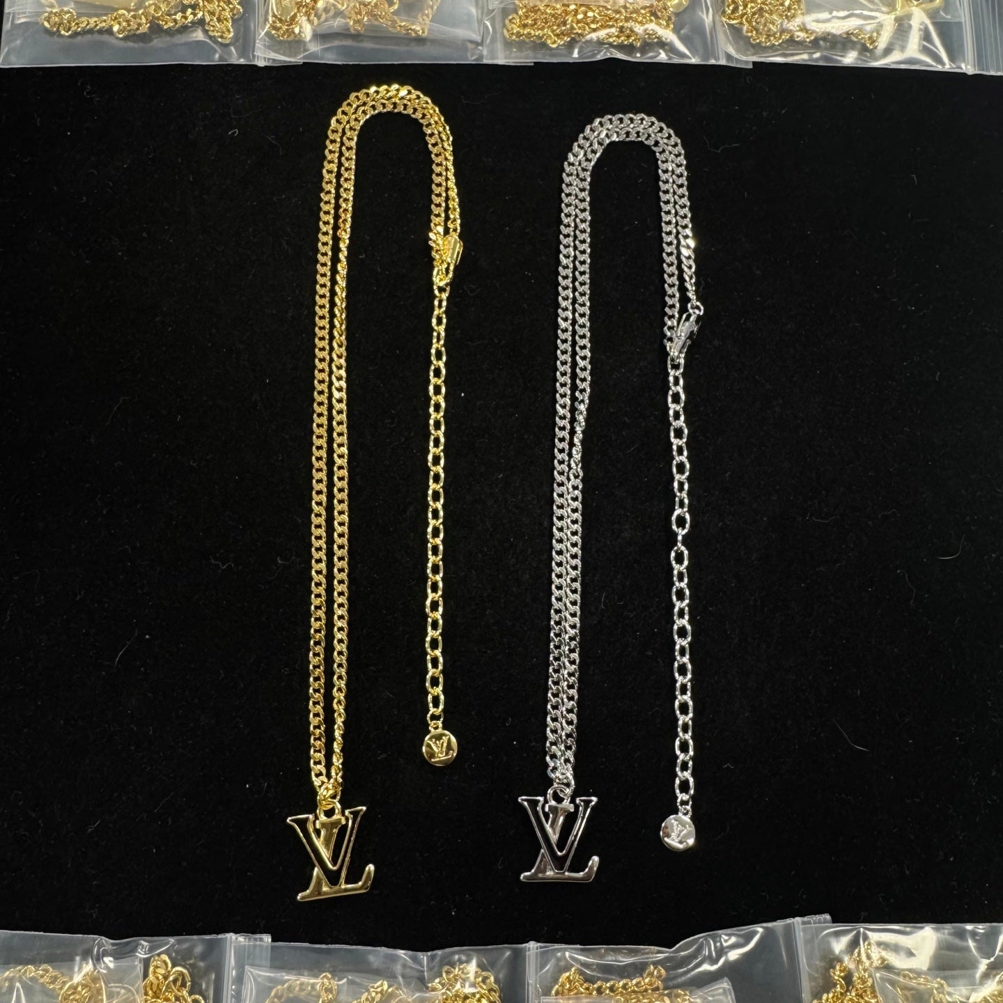 Monogram Letter Pendant Cuban Chain Necklace
