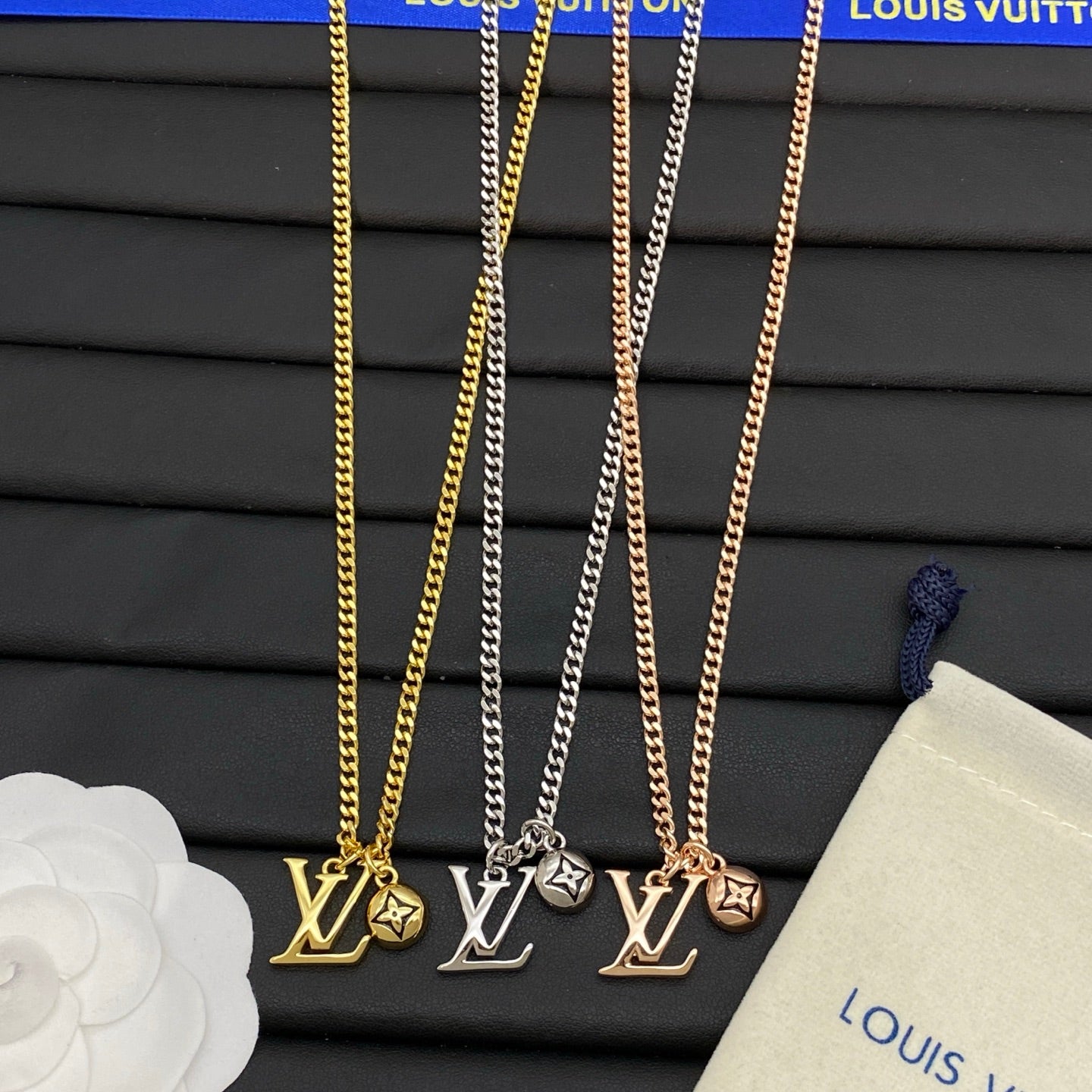 Monogram Letter & Star Charm Cuban Chain Necklace