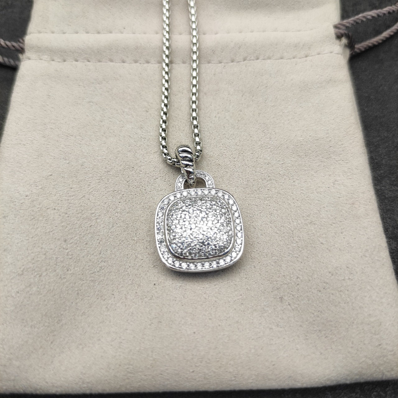 Colorful Crystal Square Pendant Necklace & Ring Set