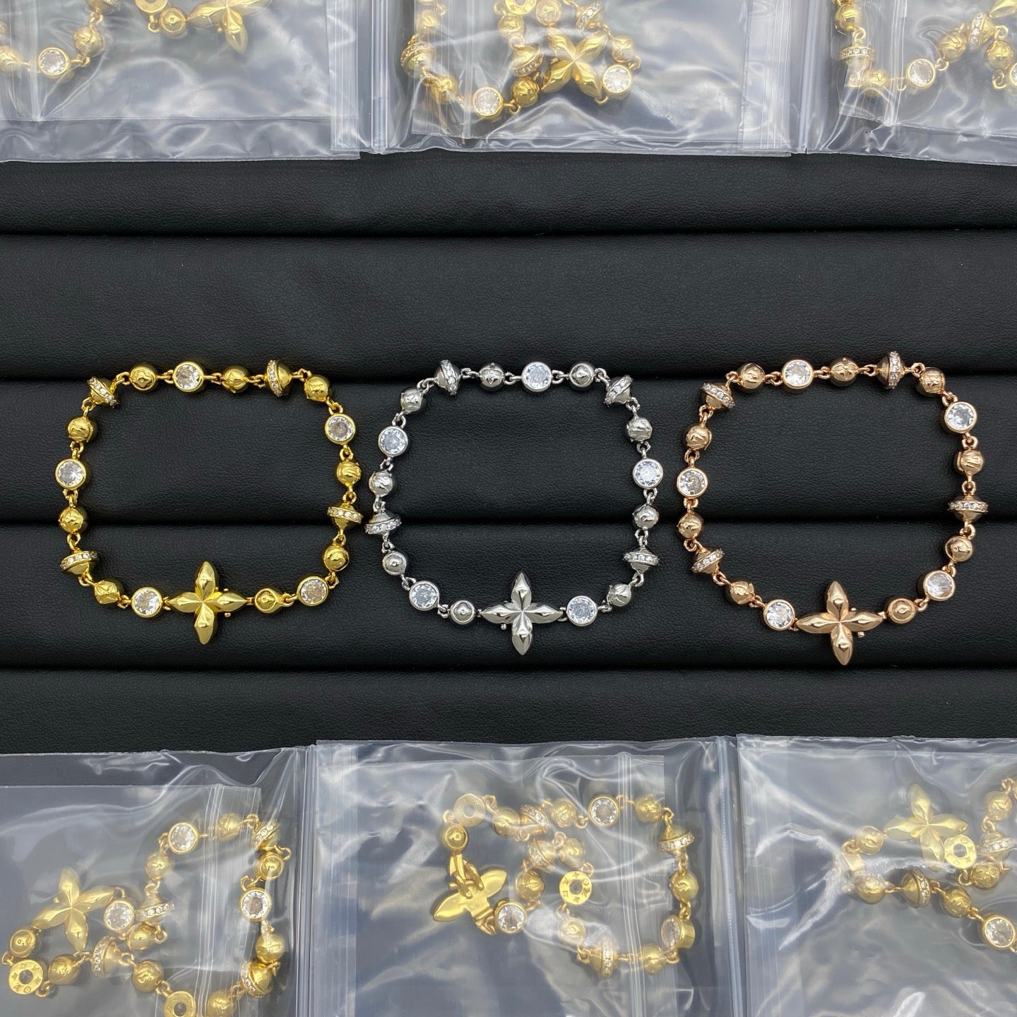 Crystal Bezel & Four-Petal Star Charm Full Station Set