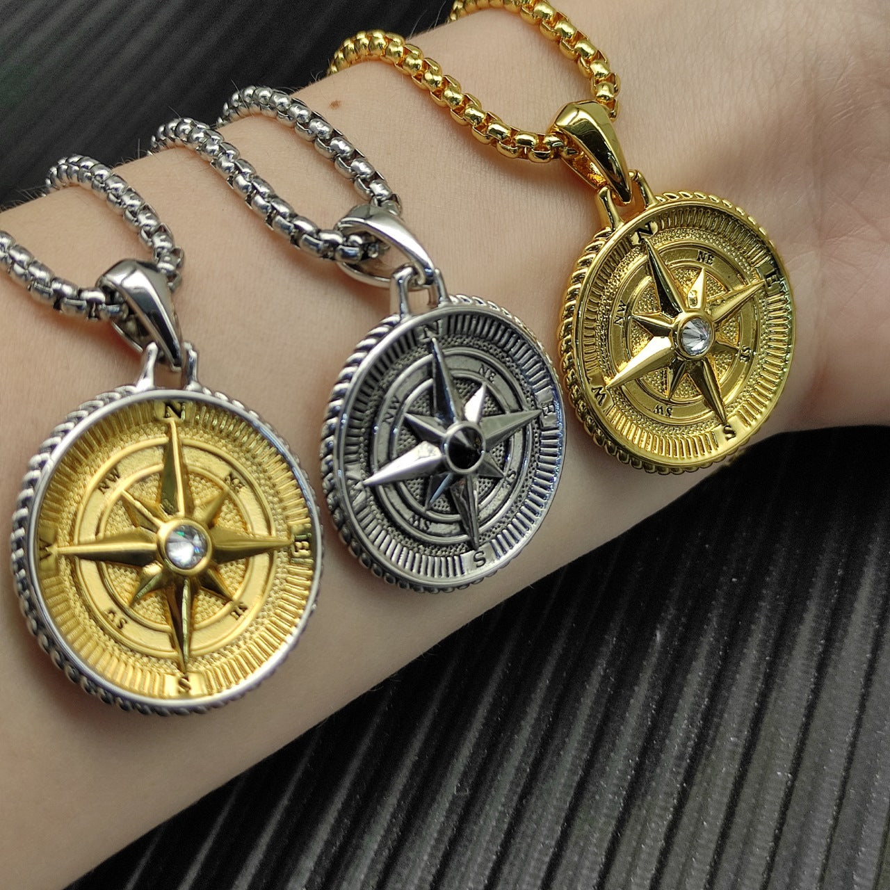 Compass Rose Medallion Pendant Necklace