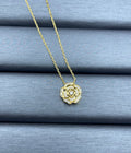 Crystal Pavé Rose Flower Pendant Necklace