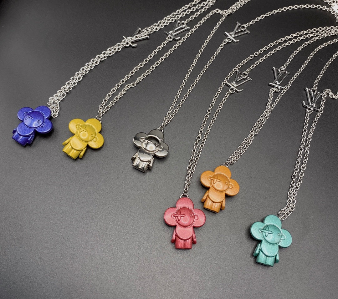 Vivienne Doll Figure Charm Long Chain Necklace – Multi-Color